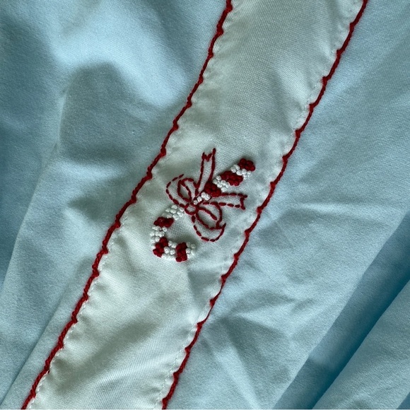 Sweet Dreams Smocked Girls Blue Embroidered Dress Candy Canes Holiday Size 18M - Picture 6 of 6